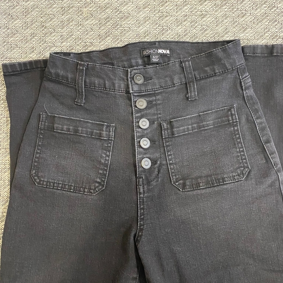 Fashion Nova Flare Button Jeans - Picture 2 of 4